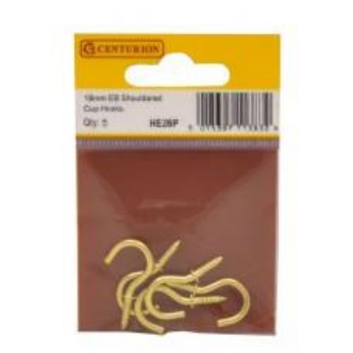 Picture of Centurion Electro Brass Cup Hooks 19mm Pack of 5