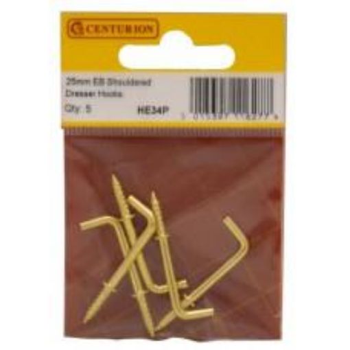 Picture of Centurion Electro Brass Dresser Cup Hooks 25mm Pack of 5