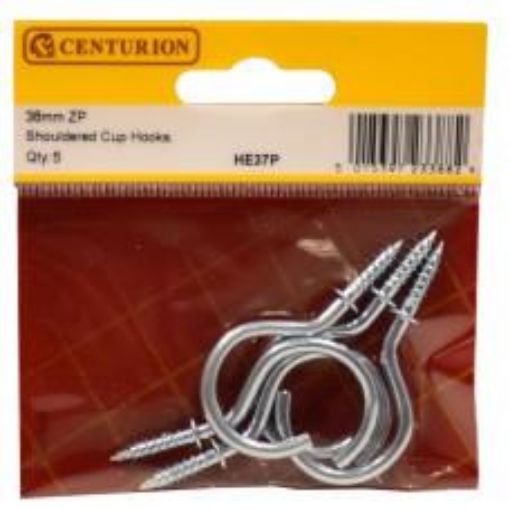 Picture of Centurion Electro Brass Shouldered Cup Hook 38mm Pack of 5