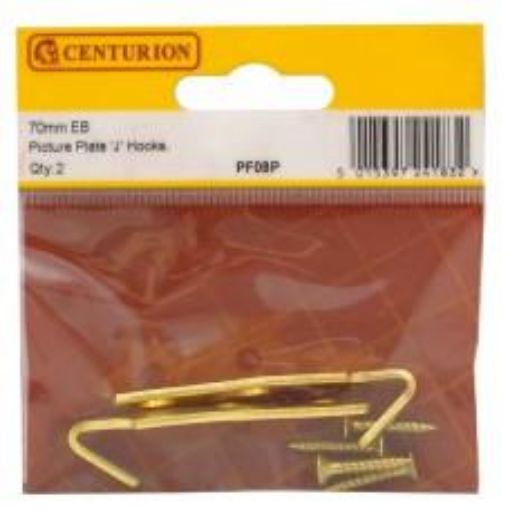 Picture of Centurion Electro Brass J-Hooks 60mm Pack of 2 Heavy Duty