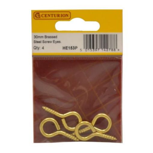 Picture of Centurion Brass Steel Screw in Hook 30x6mm Pack of 4