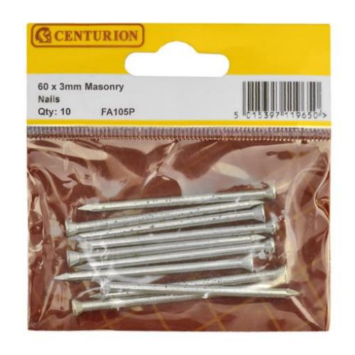 Picture of Centurion Masonry Nails 60mm Pack of 10 Sharp Point