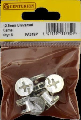 Picture of Centurion Silver Locking Cam Fixing 12.5mm Pack of 6 Flat Pack Cam Lock