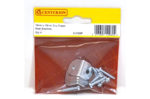 Picture of Centurion Zinc Plated Steel Brackets 19x19mm Pack of 4 With Screws