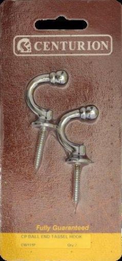 Picture of Centurion Chrome Ball End Tassel Hooks 30mm Pack of 2