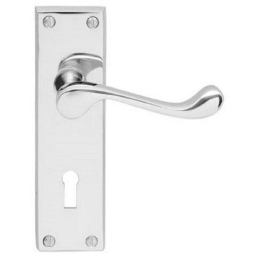 Picture of Carlisle Brass Victorian Scroll Polished Chrome Lever Lock Door Handle
