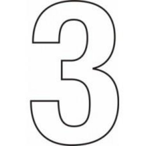 Picture of Centurion Vinyl White Door Numeral 150mm Number '3' Self Adhesive