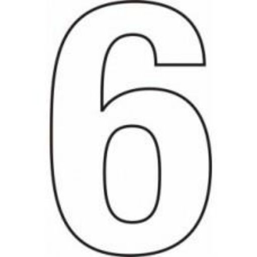 Picture of Centurion Vinyl White Door Numeral 150mm Number '6' Self Adhesive