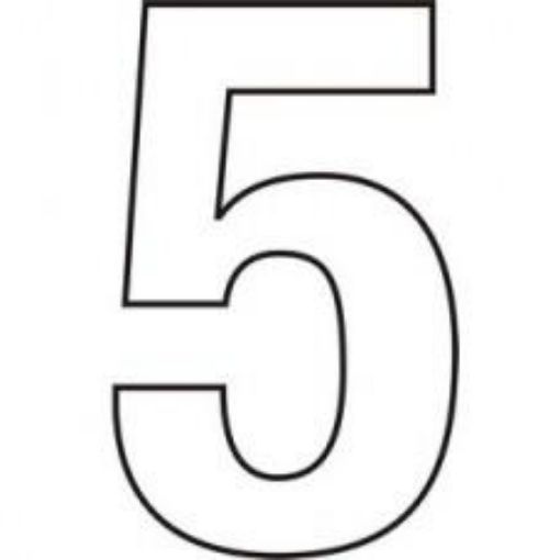 Picture of Centurion Vinyl White Door Numeral 150mm Number '5' Self Adhesive