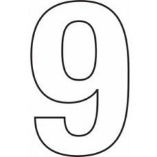 Picture of Centurion Vinyl White Door Numeral 150mm Number '9' Self Adhesive
