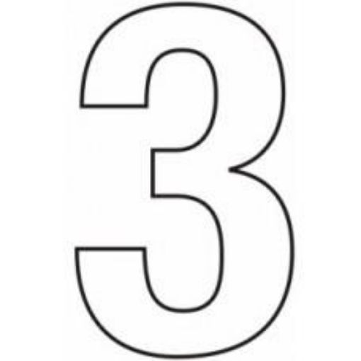Picture of Centurion Vinyl White Door Numeral 75mm Number '3' Self Adhesive