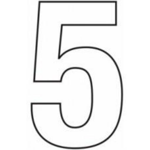 Picture of Centurion Vinyl White Door Numeral 75mm Number '5' Self Adhesive