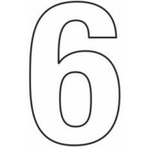 Picture of Centurion Vinyl White Door Numeral 75mm Number '6' Self Adhesive