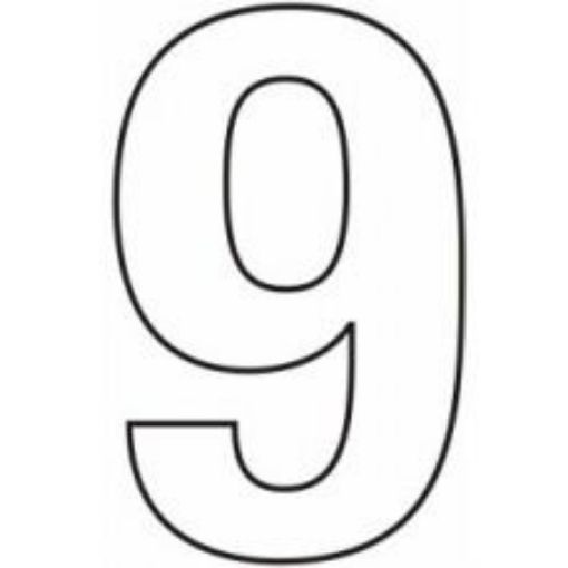 Picture of Centurion Vinyl White Door Numeral 75mm Number '9' Self Adhesive