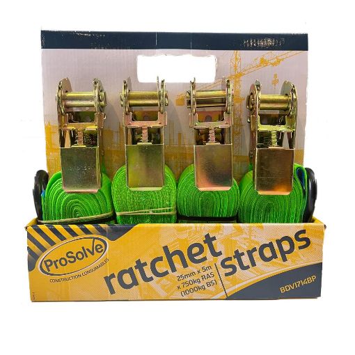 Picture of Prosolve Ratchet Straps 25x5m Pack of 4 750kg Load Strength