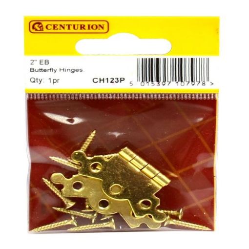 Picture of Centurion Electro Brass Butterfly Hinges 50mm Pair