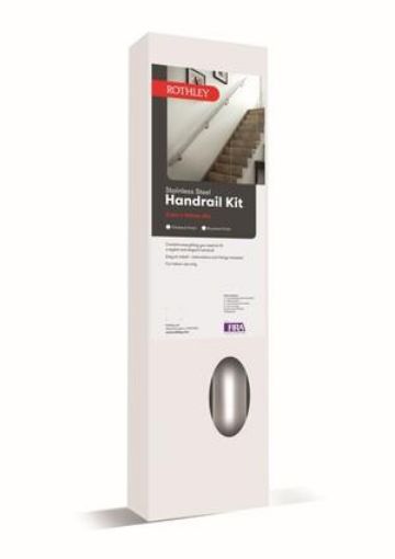 Picture of Rothley Brushed Stainless Handrail Kit 3x1.2m (3.6m) Stair Handrail