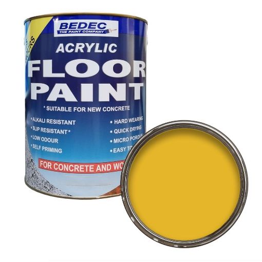 Picture of Bedec Acrylic Base Yellow Concrete Garage Floor Paint