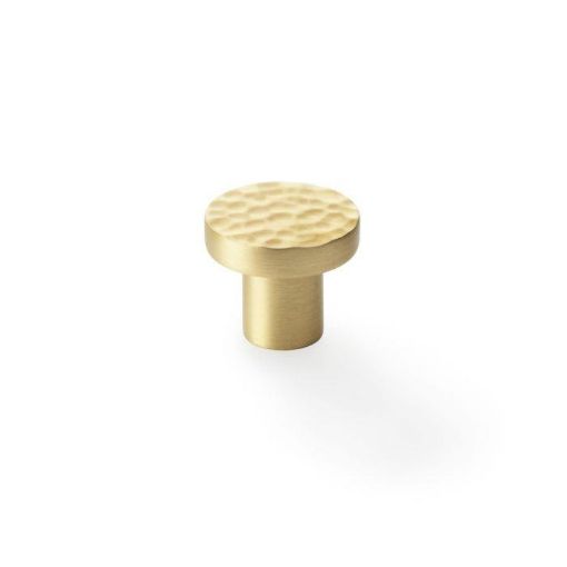 Picture of Alexander & Wilks Hanover Satin Brass Cupboard Door Knob 30mm Hammered Face