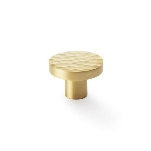 Picture of Alexander & Wilks Hanover Satin Brass Cupboard Door Knob 30mm Hammered Face