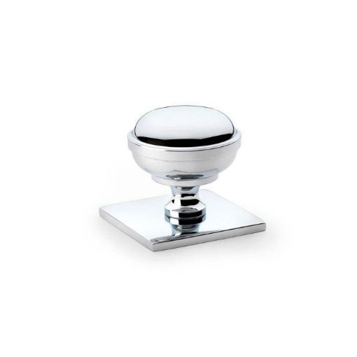 Picture of Alexander & Wilks Quantock Polished Chrome Cupboard Door Knob 34mm Square Backplate