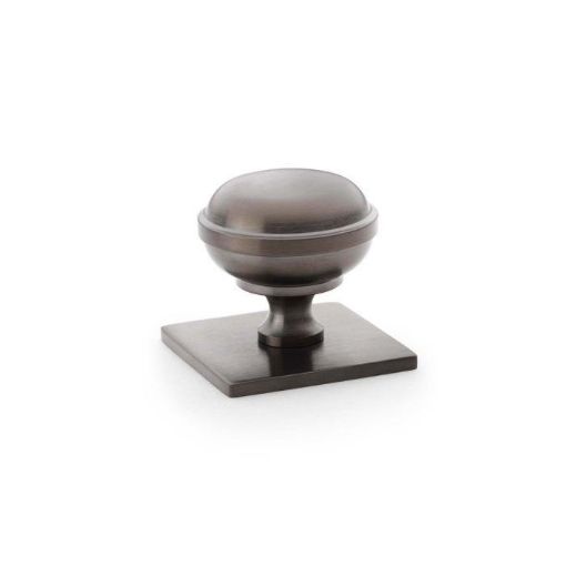 Picture of Alexander & Wilks Quantock Dark Bronze Cupboard Door Knob 34mm Square Backplate