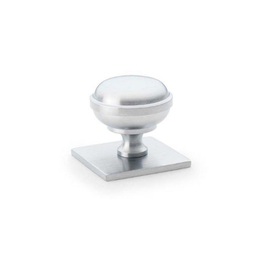 Picture of Alexander & Wilks Quantock Satin Chrome Cupboard Door Knob 34mm Square Backplate