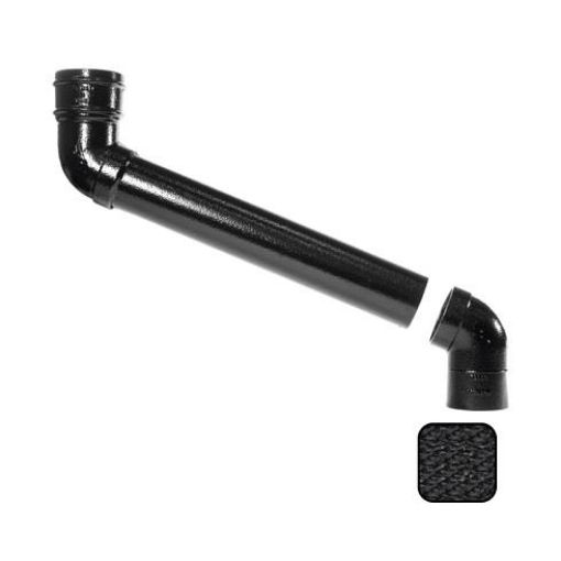 Picture of Alumasc Cast Aluminium Black Round Guttering 400x76mm Adjustbale Offset